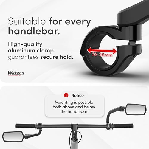 Detalle de Wittkop Specchio per bicicletta – Ampio campo visivo HD, rotabile a 360° e ripiegabile