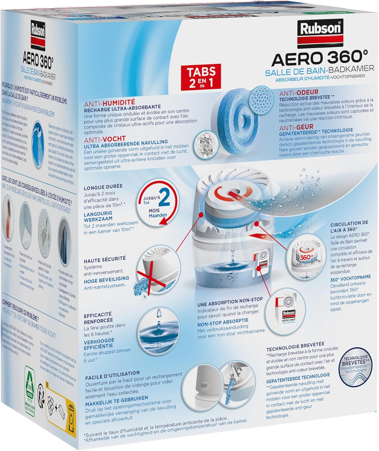 Thumbnail 1 de Rubson Aero 360° Compact Absorbeur d'humidité + recharge 450 g — Déshumidificateur d’air anti-odeur
