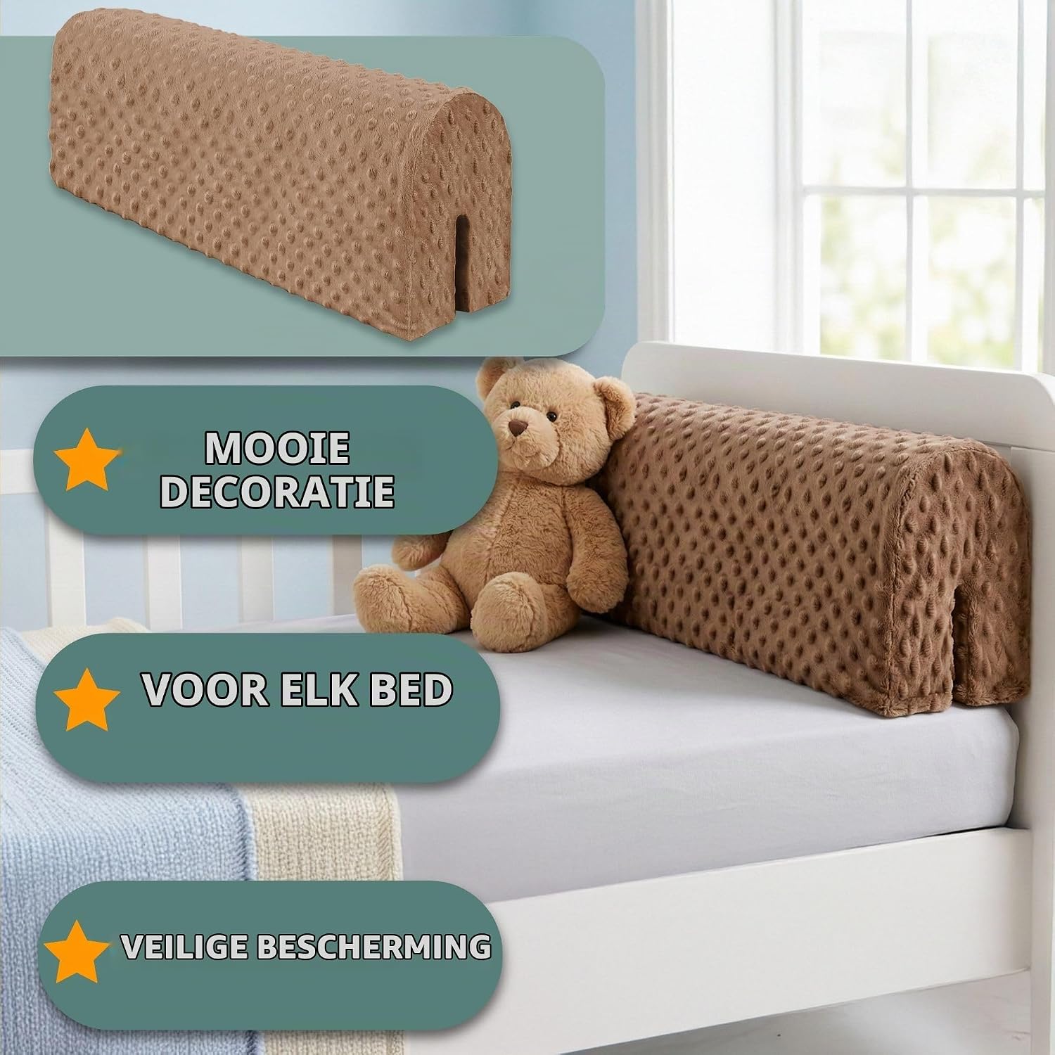 Detalle 1 de Totsy Baby da-1 bedrandbeschermer 70 cm, grijs met afneembare hoes