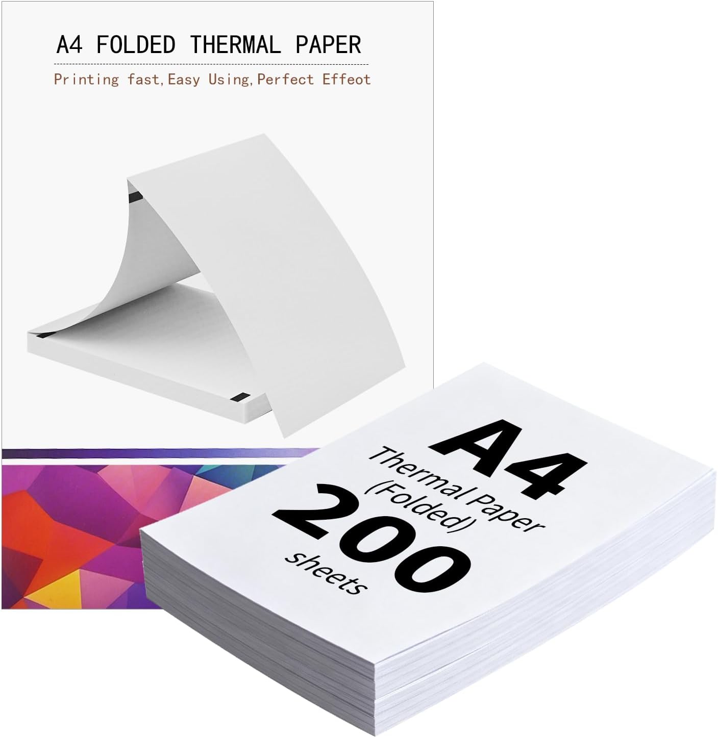 (200 Feuilles) Papier Thermique A4 Pliable 210x297 mm