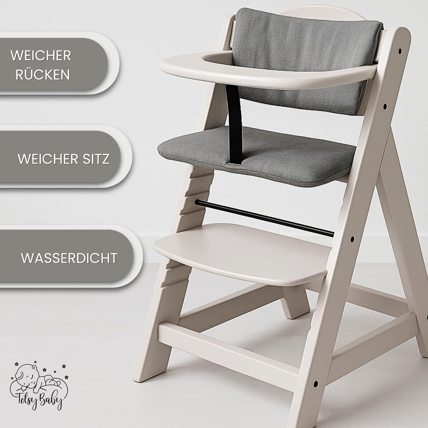 Thumbnail 2 de Housse chaise haute bébé 2 pièces Gris