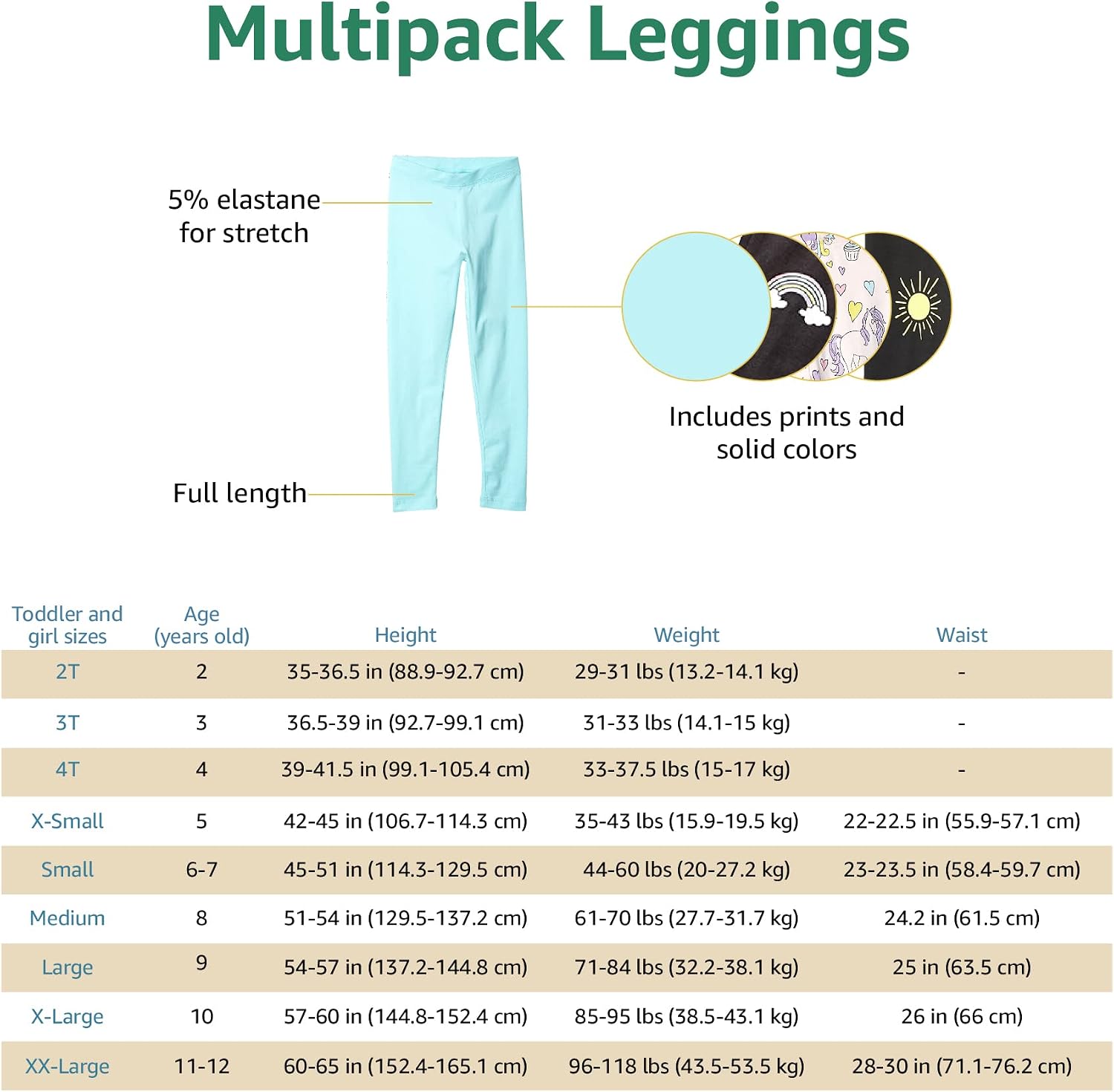 Detalle 2 de Amazon Essentials Bambine e Ragazze Leggings a vita media in maglia di cotone