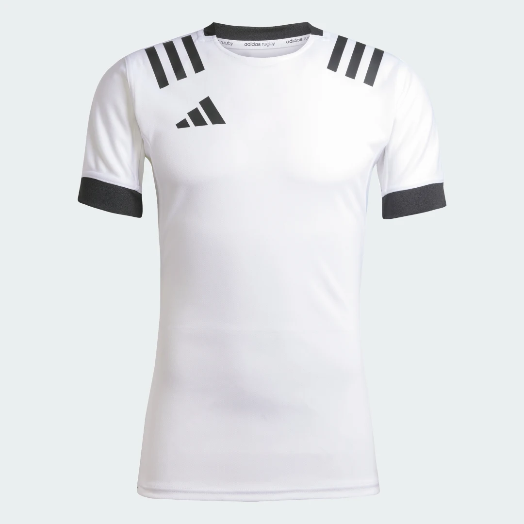 Detalle de Camiseta Fitted 3 bandas de Adidas – color blanco