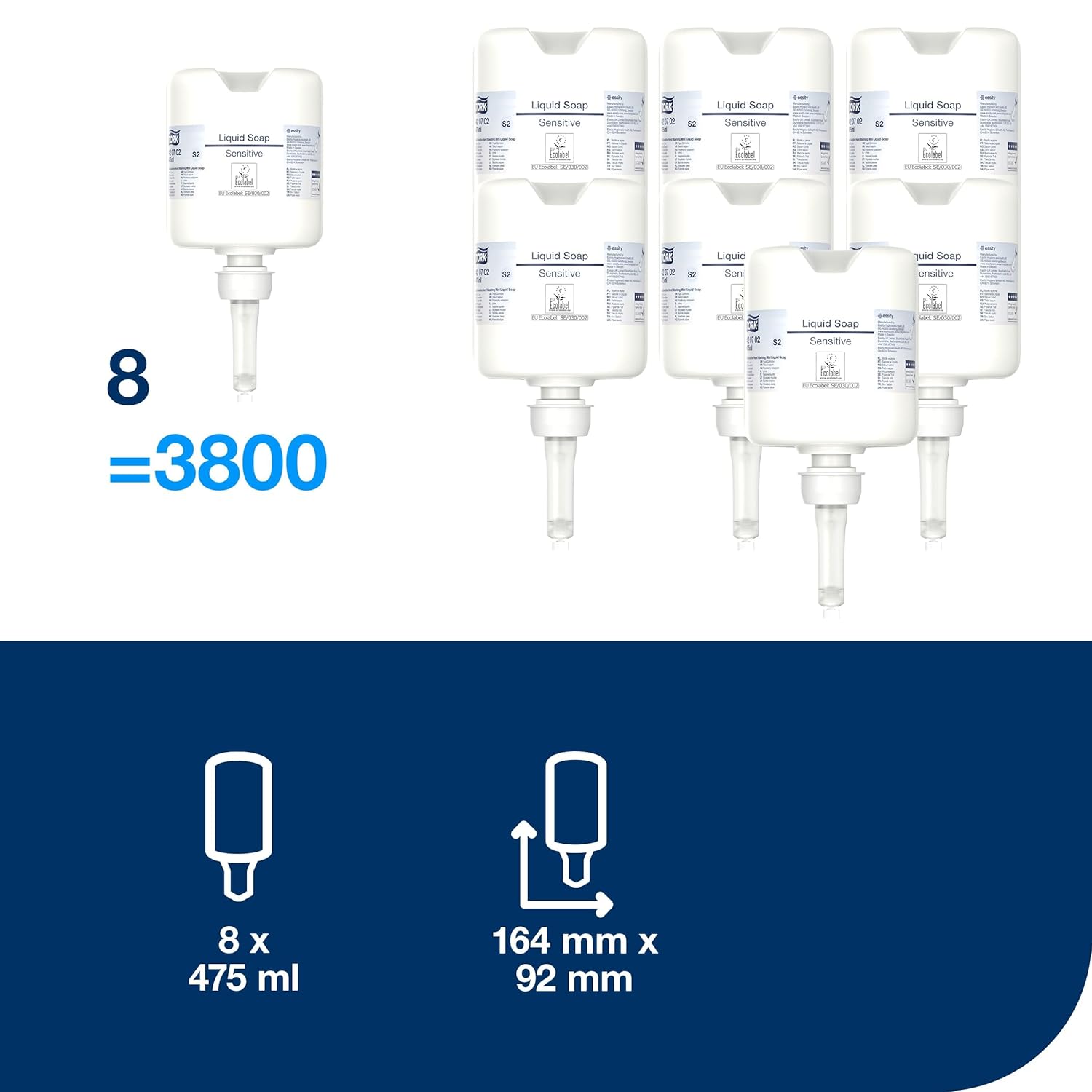 Detalle 2 de Tork Sensitive Mini Sapone Liquido S2 8 x 475 ml