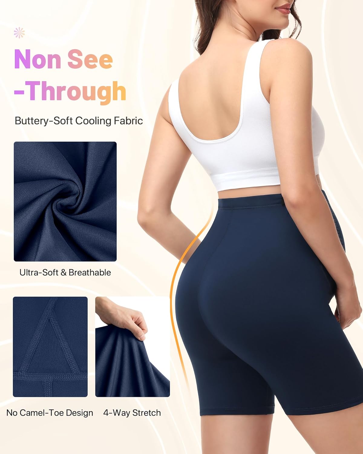 Thumbnail 3 de SIMIYA Maternity Shorts Over Bump: Adjustable, Anti-Chafe High-Waisted Yoga Shorts