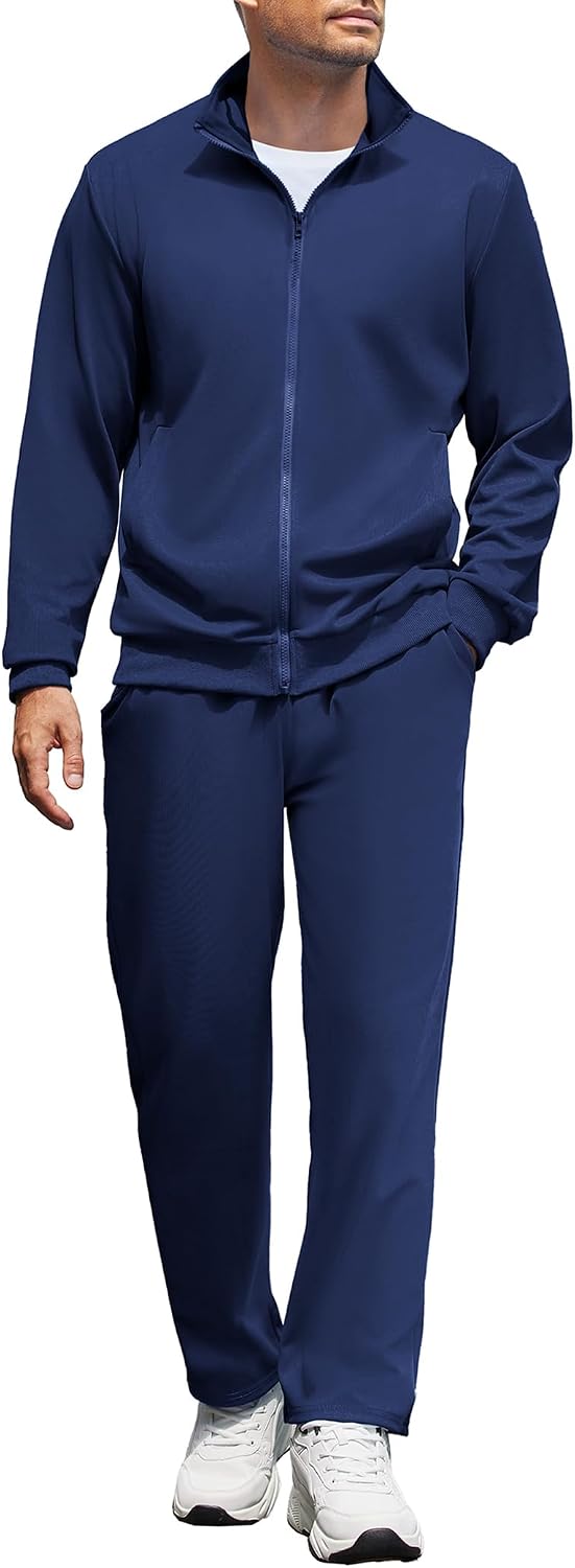 Detalle de COOFANDY Men's Full-Zip Tracksuit Set with Lightweight Polyester Jacket and Pants