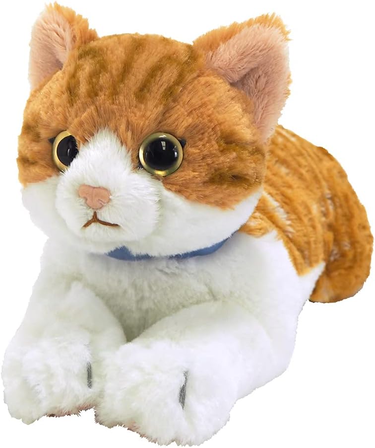 Detalle de サンレモン ひざねこ チャシロ S P-7822 猫のぬいぐるみ、縞模様とゴールドアイ
