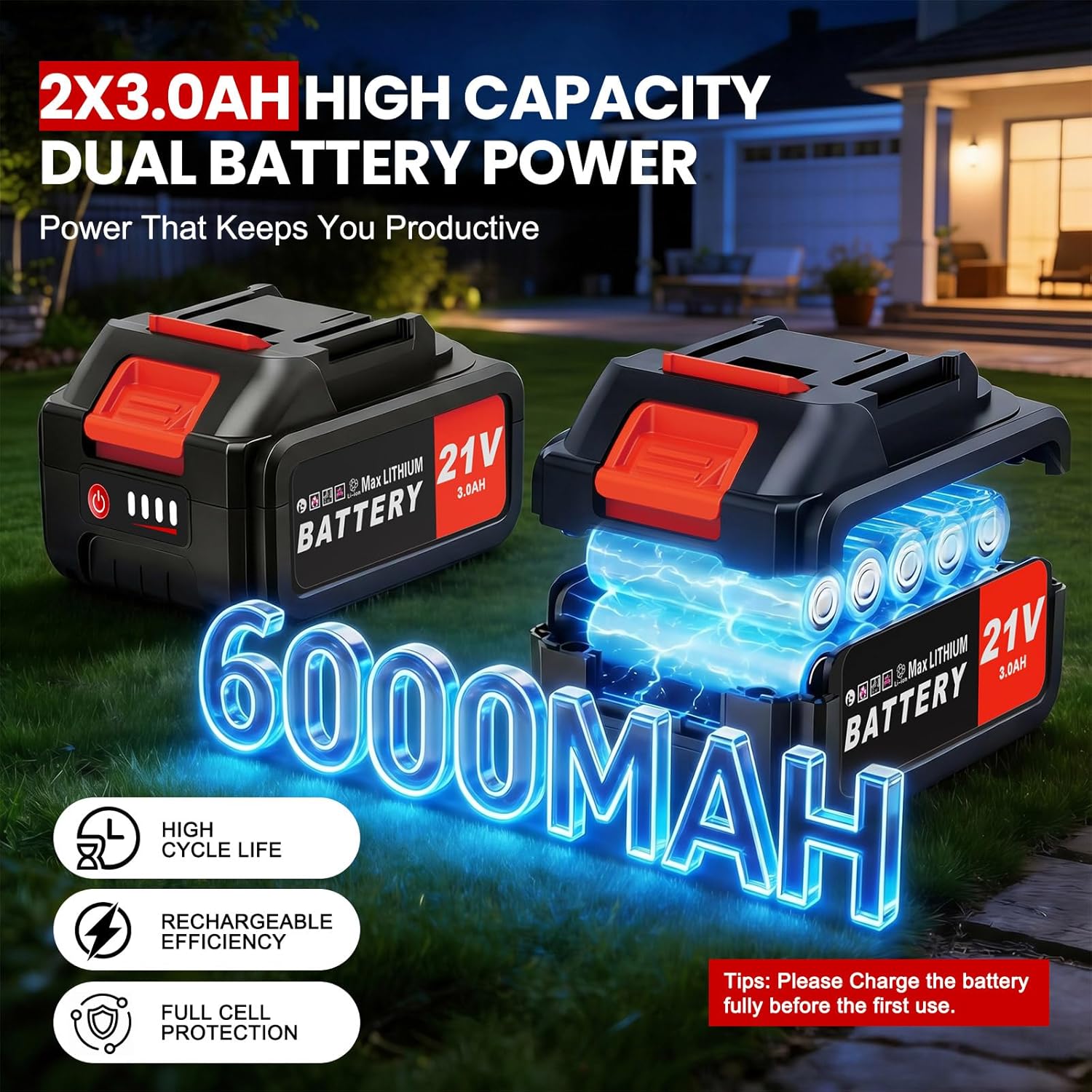 Detalle de Decespugliatore a Batteria da 30 cm con Motore Anteriore Brushless e 4 lame – 2x3000mAh