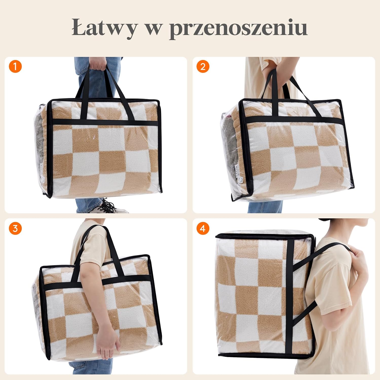 Detalle de Lifewit 23094 – zestaw 4 przezroczystych toreb do przechowywania 40 l z PVC