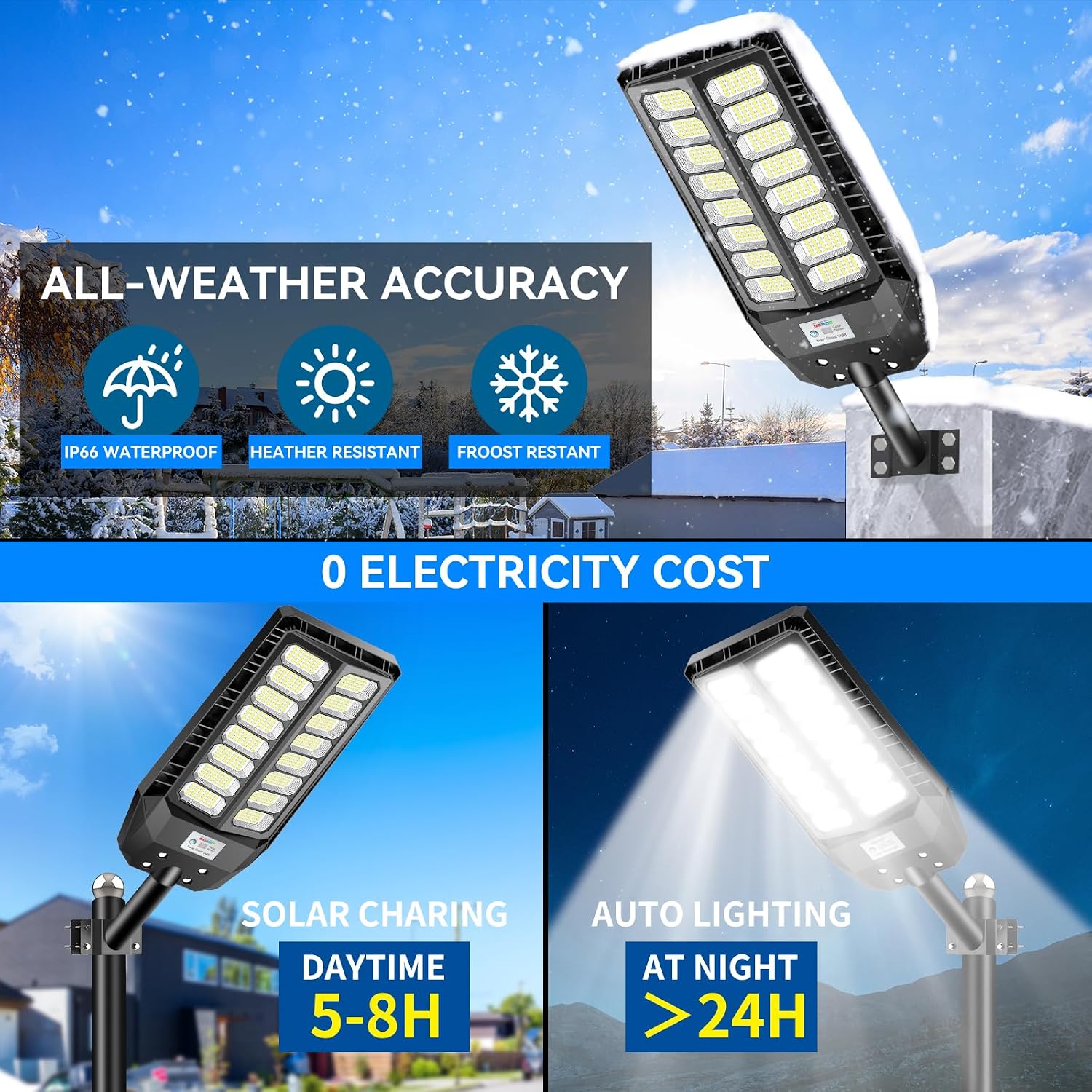 Detalle de Adewalk 3000W Farola Solar Exterior con Mando y Sensor