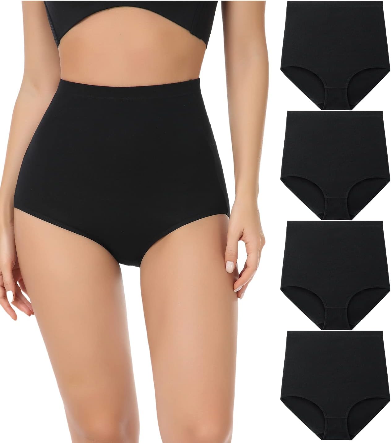 Detalle de wirarpa Damen Unterhosen Baumwolle – Super Hohe Taille, 4er Pack