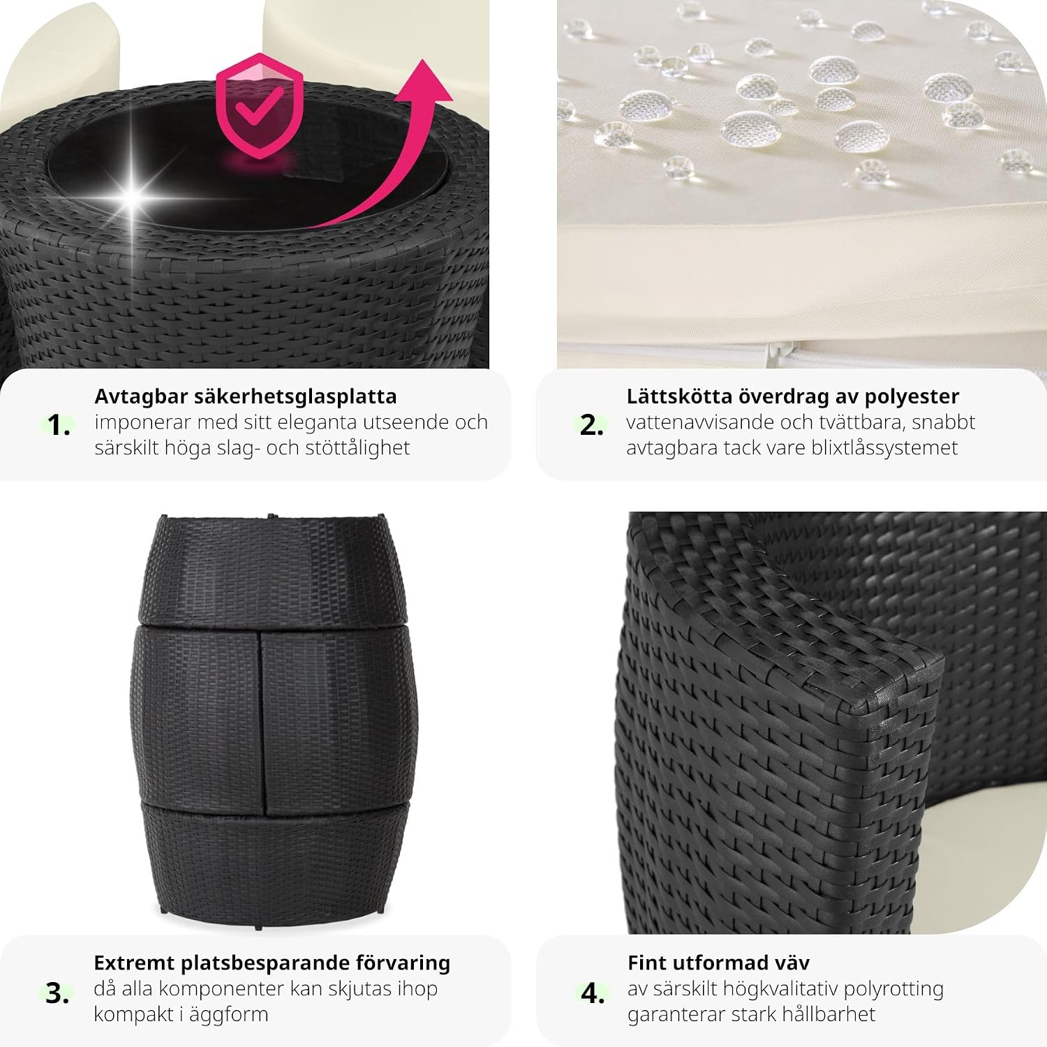 Detalle 1 de tectake 403139-SE loungeset för två i konstrotting med aluminiumstomme och dynor