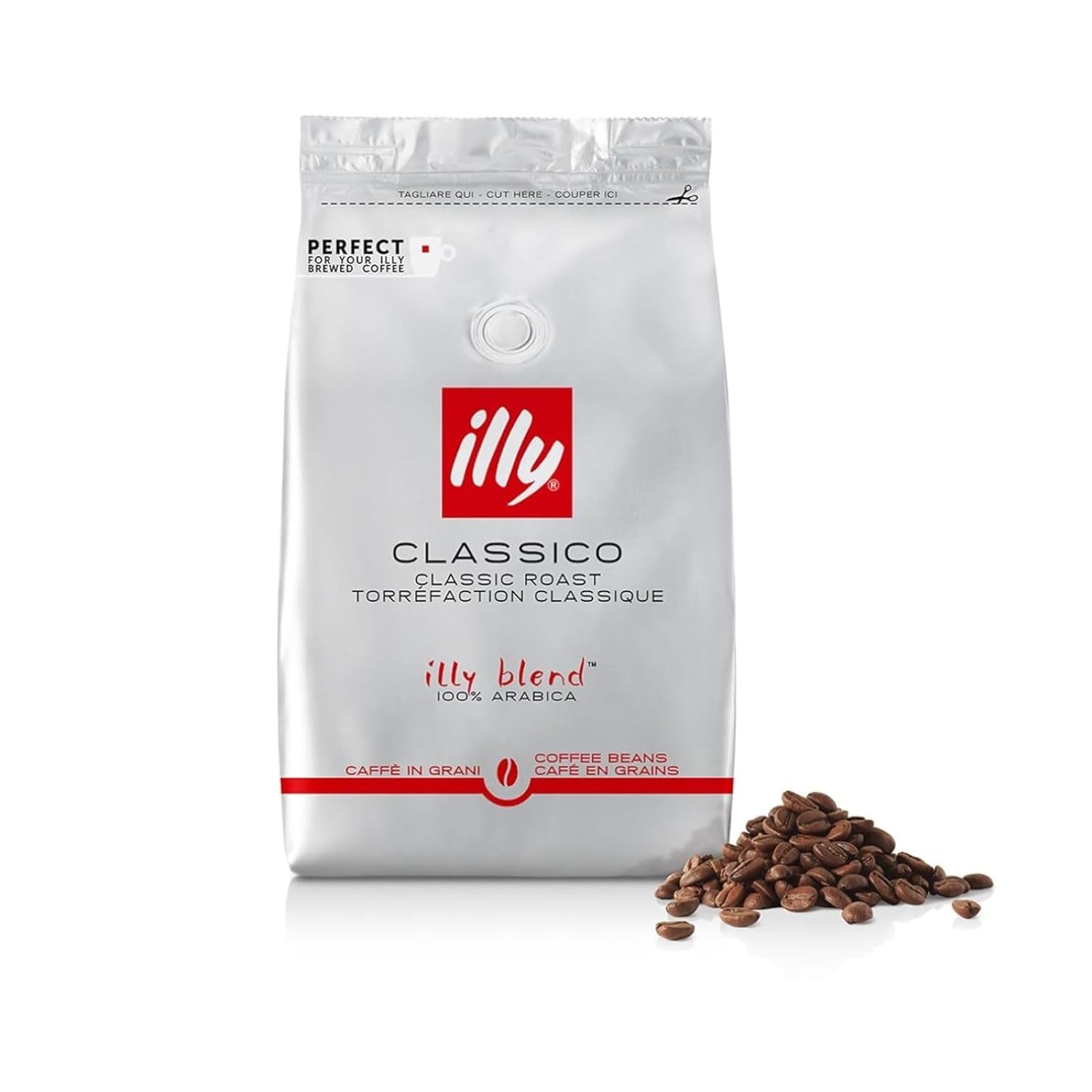 Detalle de illy Kaffeebohnen Zum Mahlen CLASSICO – 500 g, 100% Arabica, Noten von Orangenblüten und Jasmin