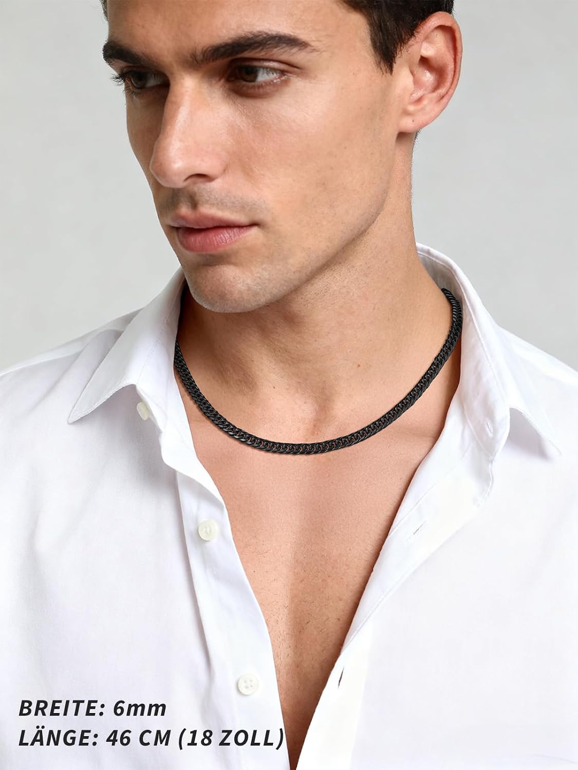 Detalle de FindChic Edelstahl Massiv Panzerkette – Cuban Chain, 3,5/6/9/12 mm Breit, 46–91 cm
