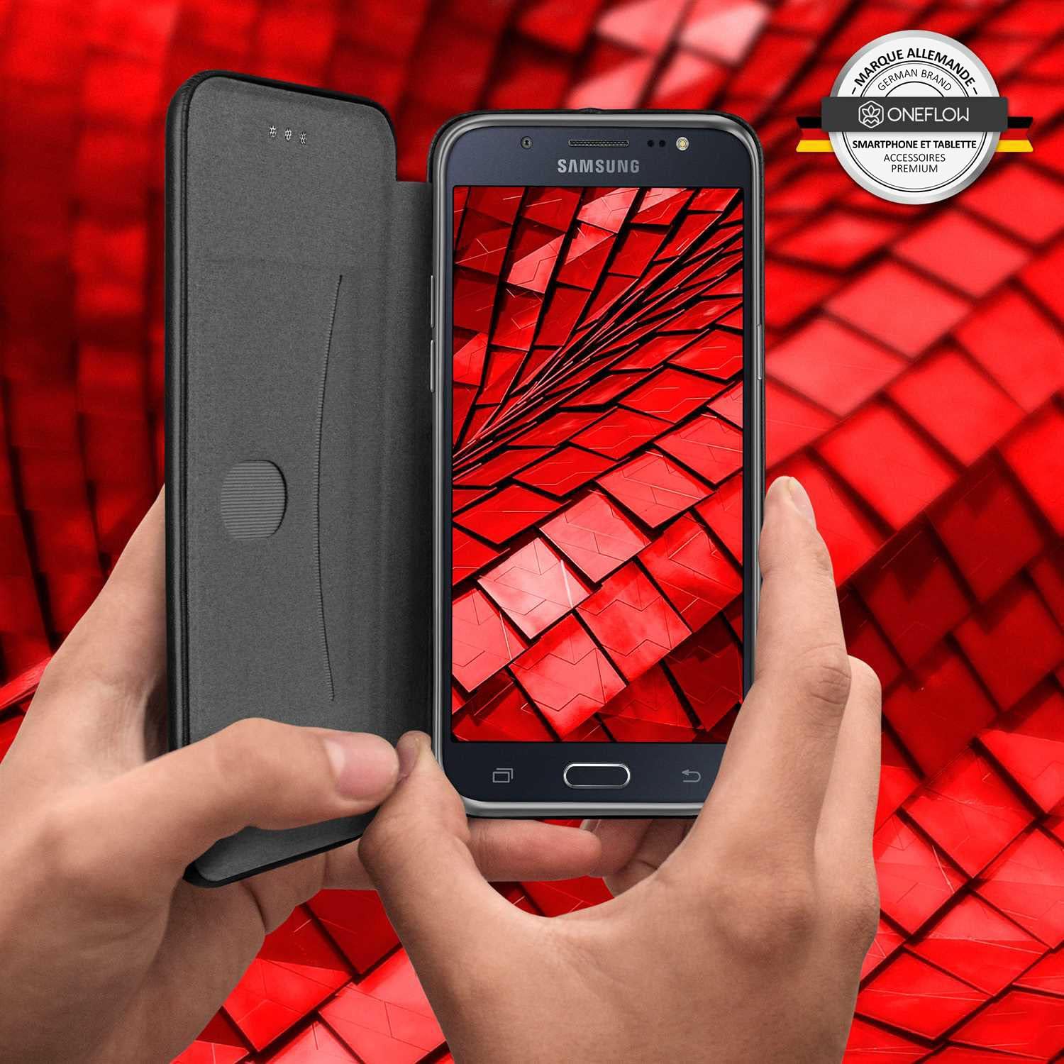 Thumbnail 6 de OneFlow Étui de téléphone pour Samsung Galaxy J5 (2016) – étui à rabat en cuir avec fente pour carte et bumper silicone, noir
