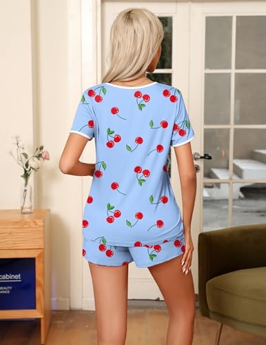 Detalle 2 de Ekouaer Two-Piece Women's Pajama Set with Chest-Pocket Top and Drawstring Shorts