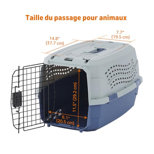 Thumbnail 11 de Amazon Basics caisse à animal domestique à deux portes, chargement par le haut – bleu (L58 x l38 x H33 cm)