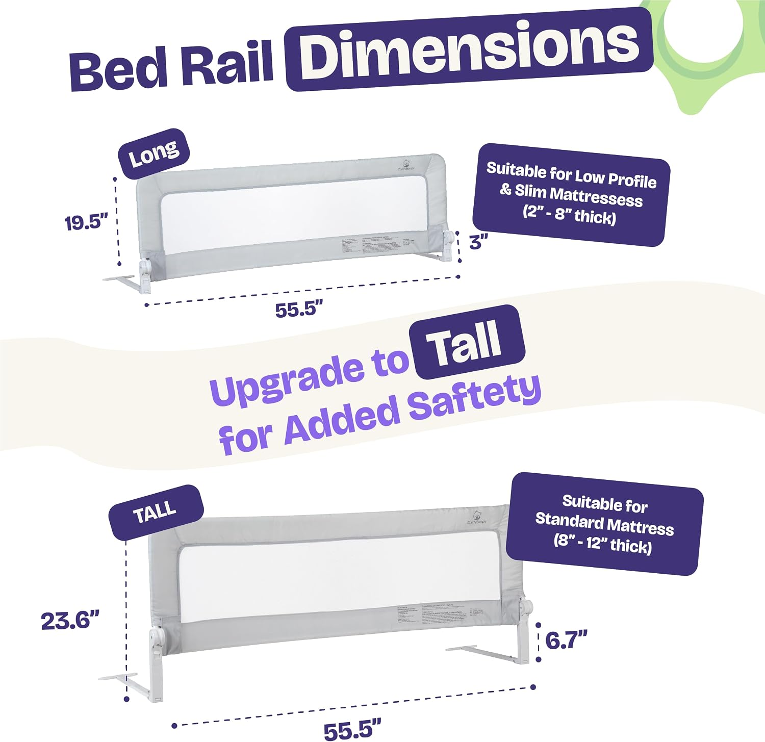 Detalle 2 de ComfyBumpy 1-Pack Toddler Bed Rail 55.5"