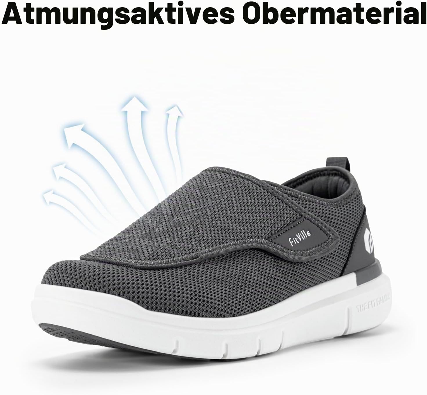 Thumbnail 5 de FitVille Schuhe Herren Extra-Weit mit Klettverschluss EasyTop Wings V2 – Pflege-Hausschuhe mit rutschfester Sohle