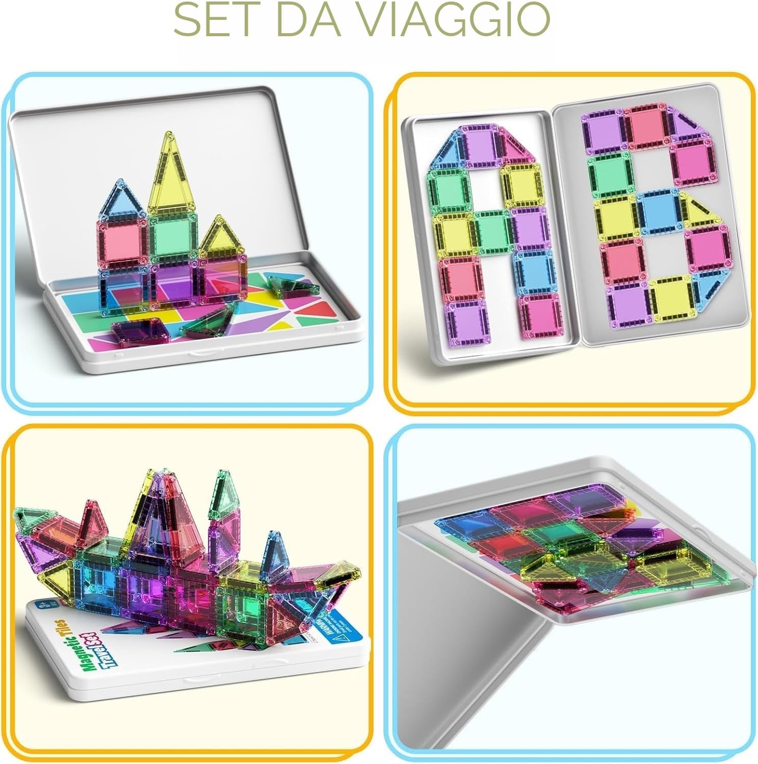 Detalle de Set di 42 mattonelle magnetiche da viaggio per bambini – educator e gioco creativo per 3+