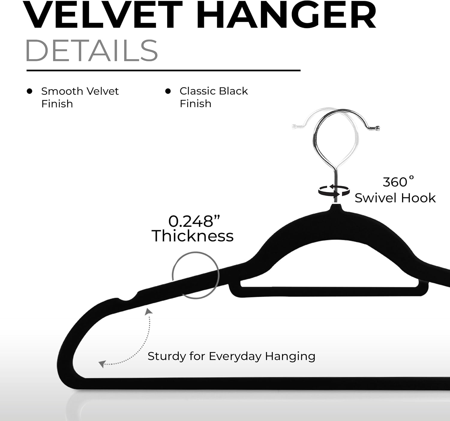 Detalle 2 de Utopia Home Premium Velvet Suit Hangers, 50-Pack with Tie Bar and Swivel Hook