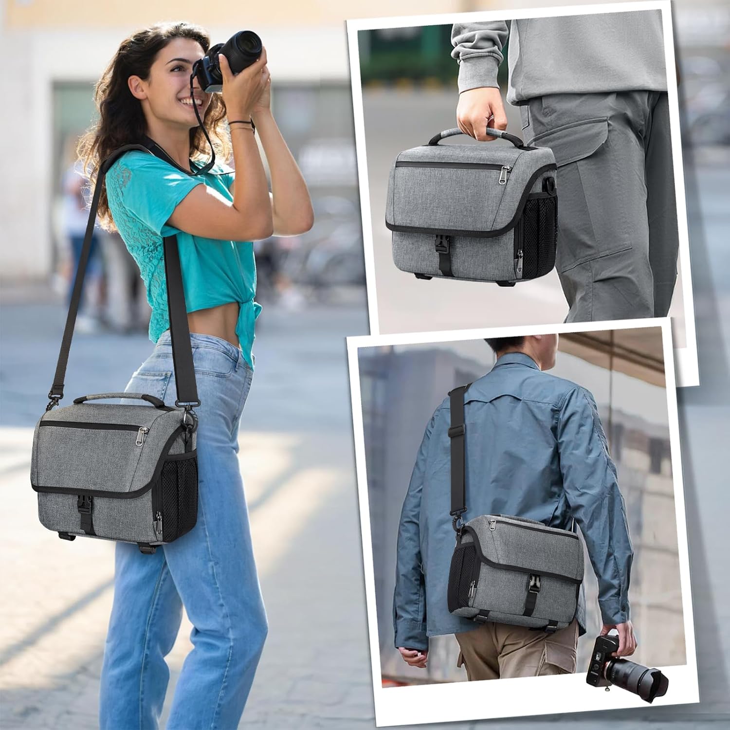 Thumbnail 6 de RAINSMORE Kameratasche DSLR große Schutztasche