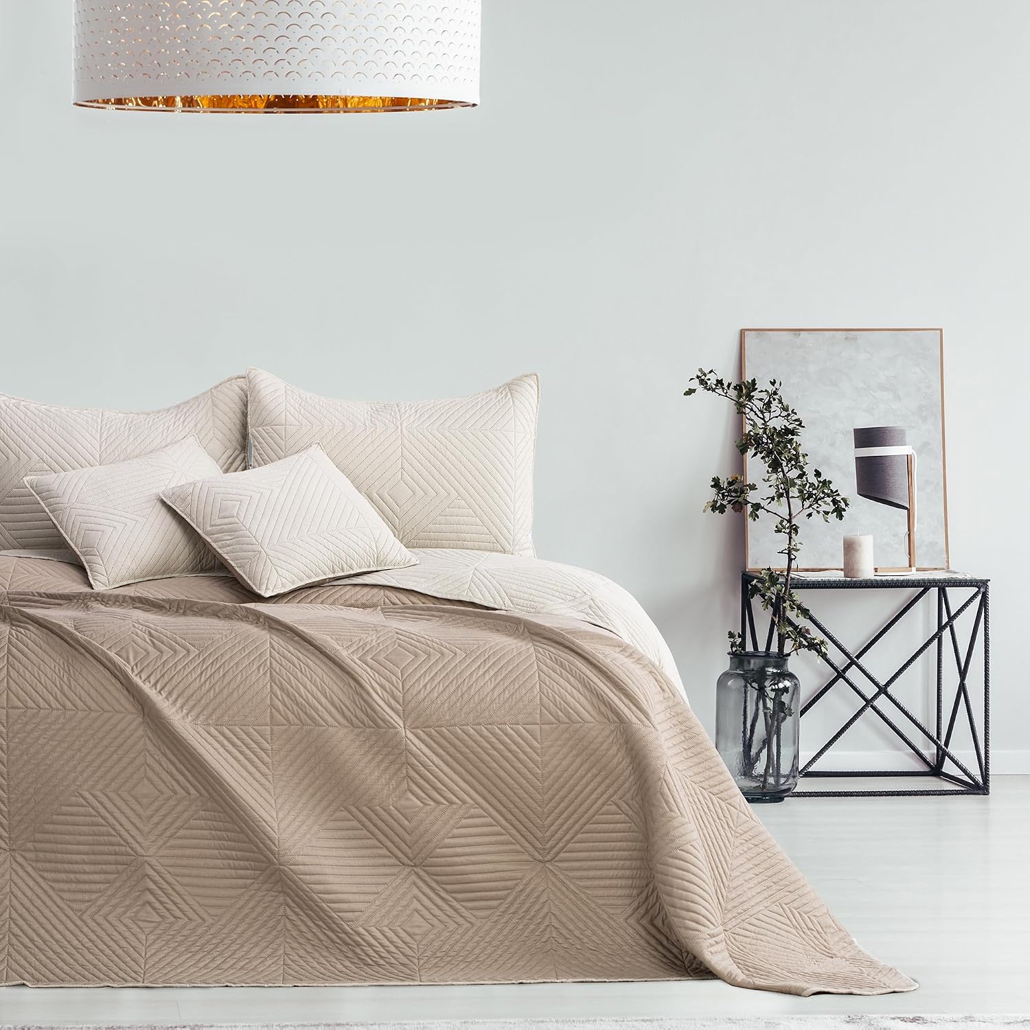 Thumbnail 1 de AmeliaHome Softa bedsprei 260 x 280 cm, dubbelzijdig polyester in beige-cappuccino