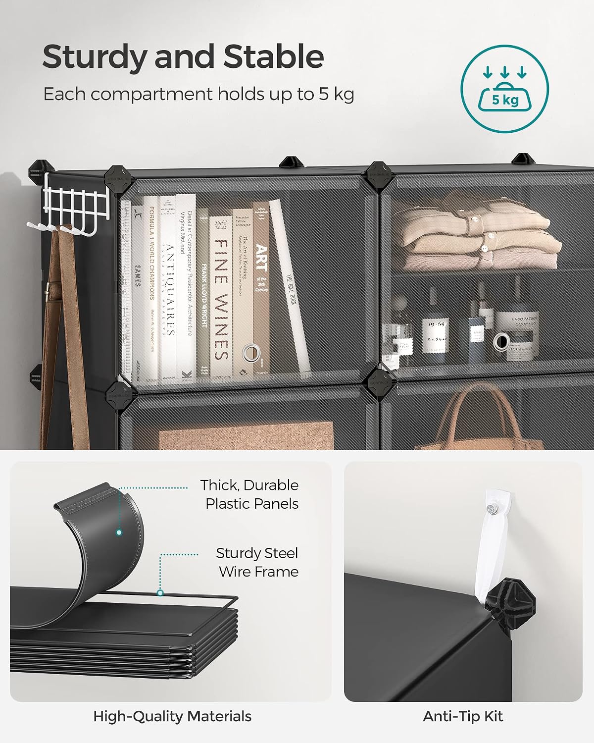 Detalle 1 de SONGMICS Damion Collection LPC033B01 Interlocking Shoe Rack, 6 Doors, Black