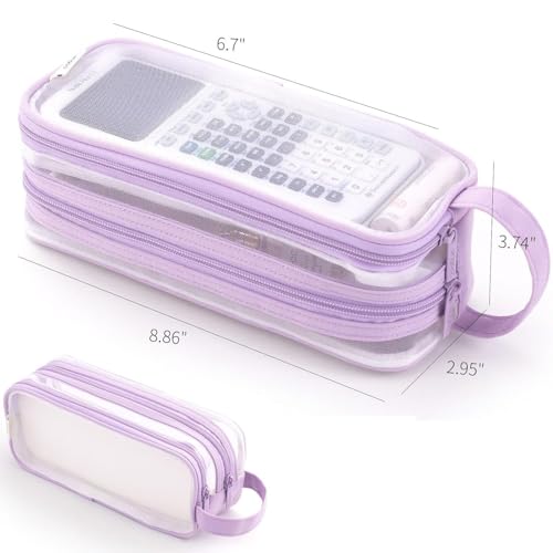 Detalle de Deyaah Large Clear Mesh Pencil Case Pouch – 2 Compartment, Transparent & Multifunctional