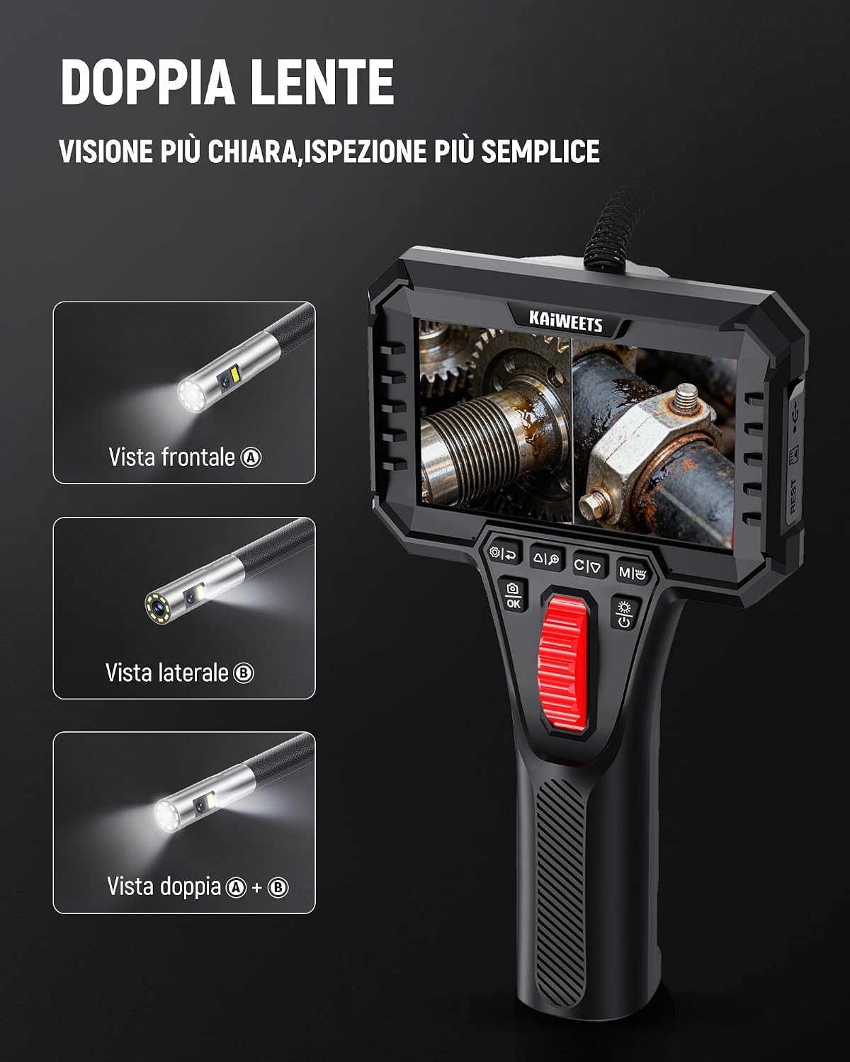 Thumbnail 1 de KAIWEETS KBA02PRO endoscopio 6,5 mm con display 1080p