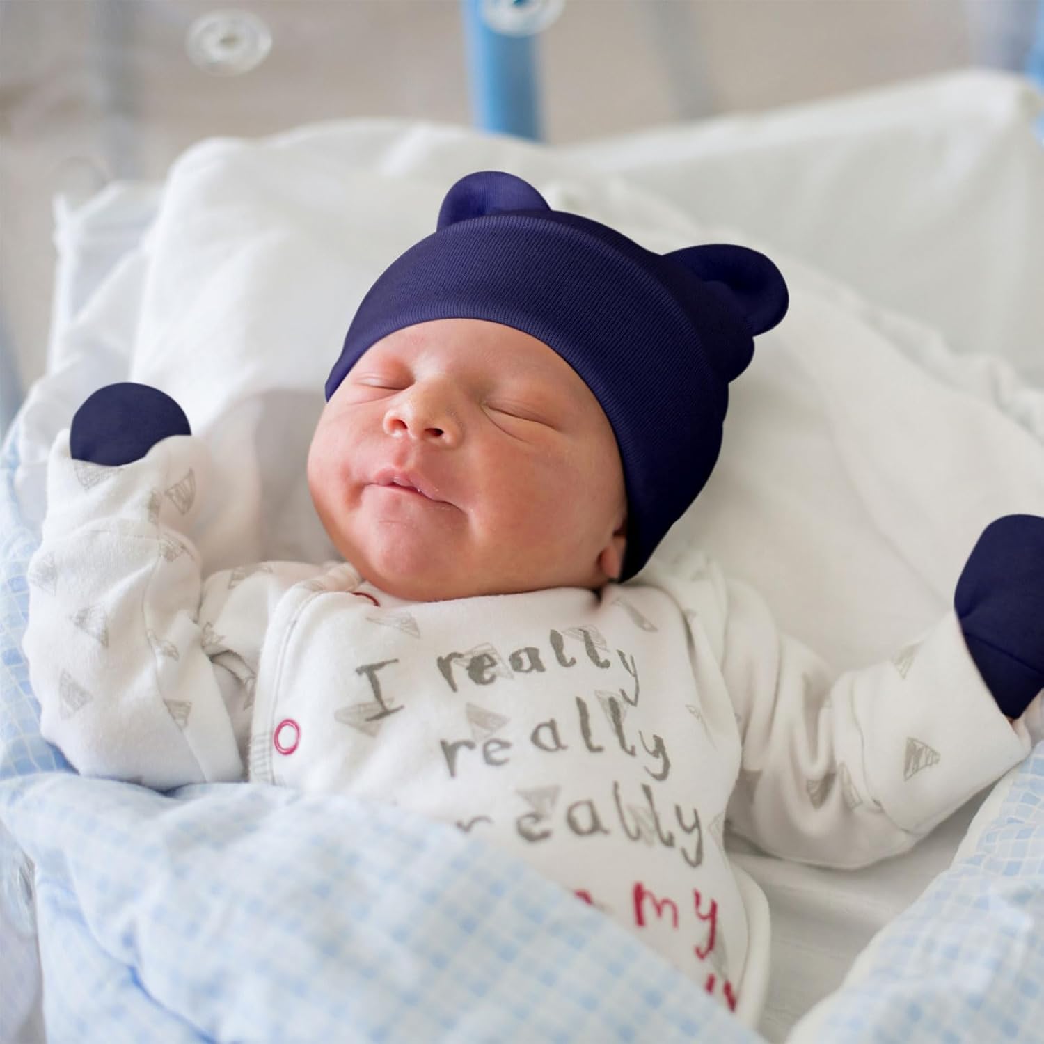 Thumbnail 5 de DRESHOW Newborn Hats & Mittens Set with Bear Ears – 0–6 Months