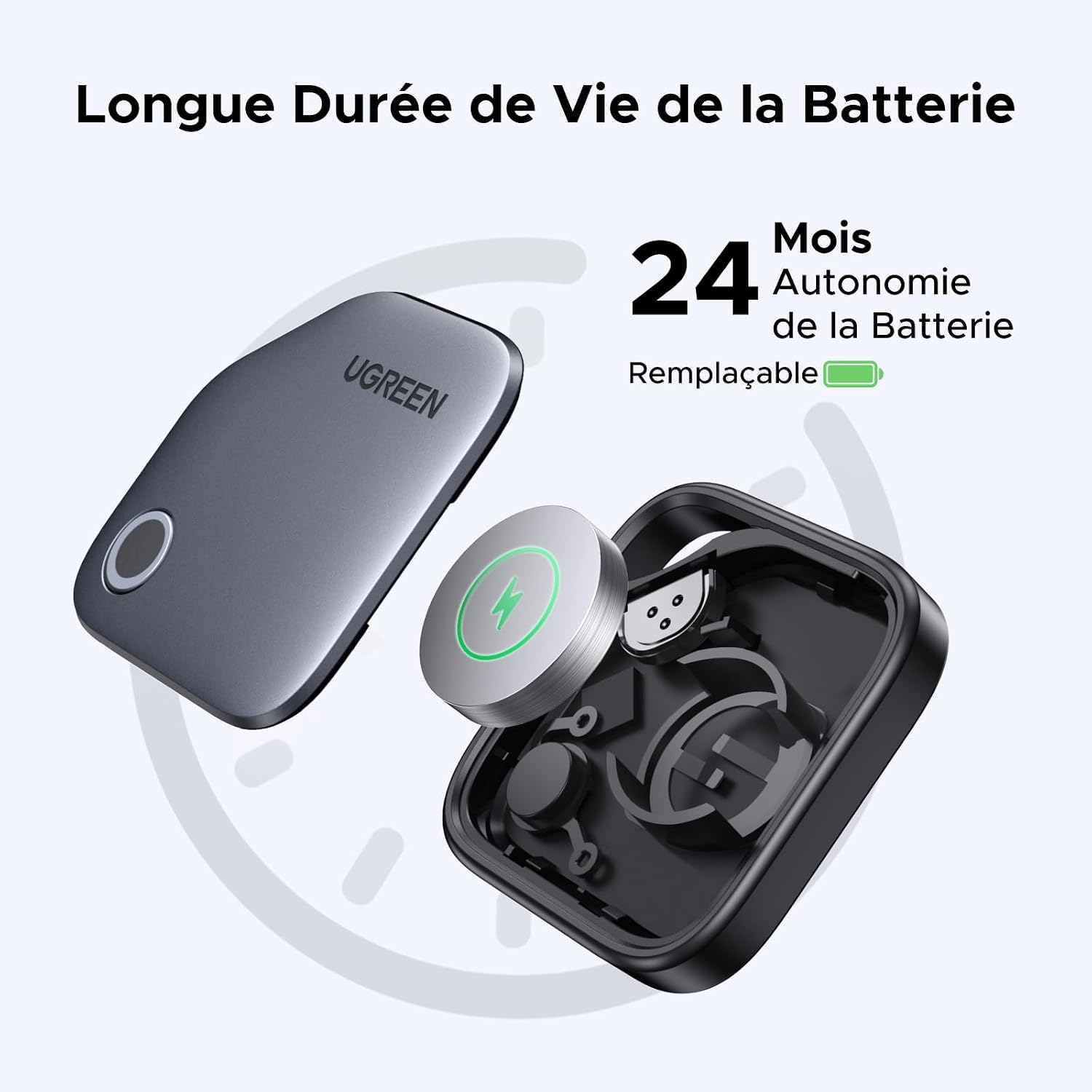 Detalle de UGREEN FineTrack Smart Finder Tag - Traceur Bluetooth Find My pour iOS (2 ans, batterie remplaçable)