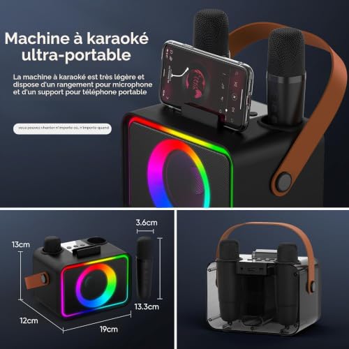 Thumbnail 7 de Wowstar machine de karaoké portable avec 2 micros, Bluetooth et lumières disco