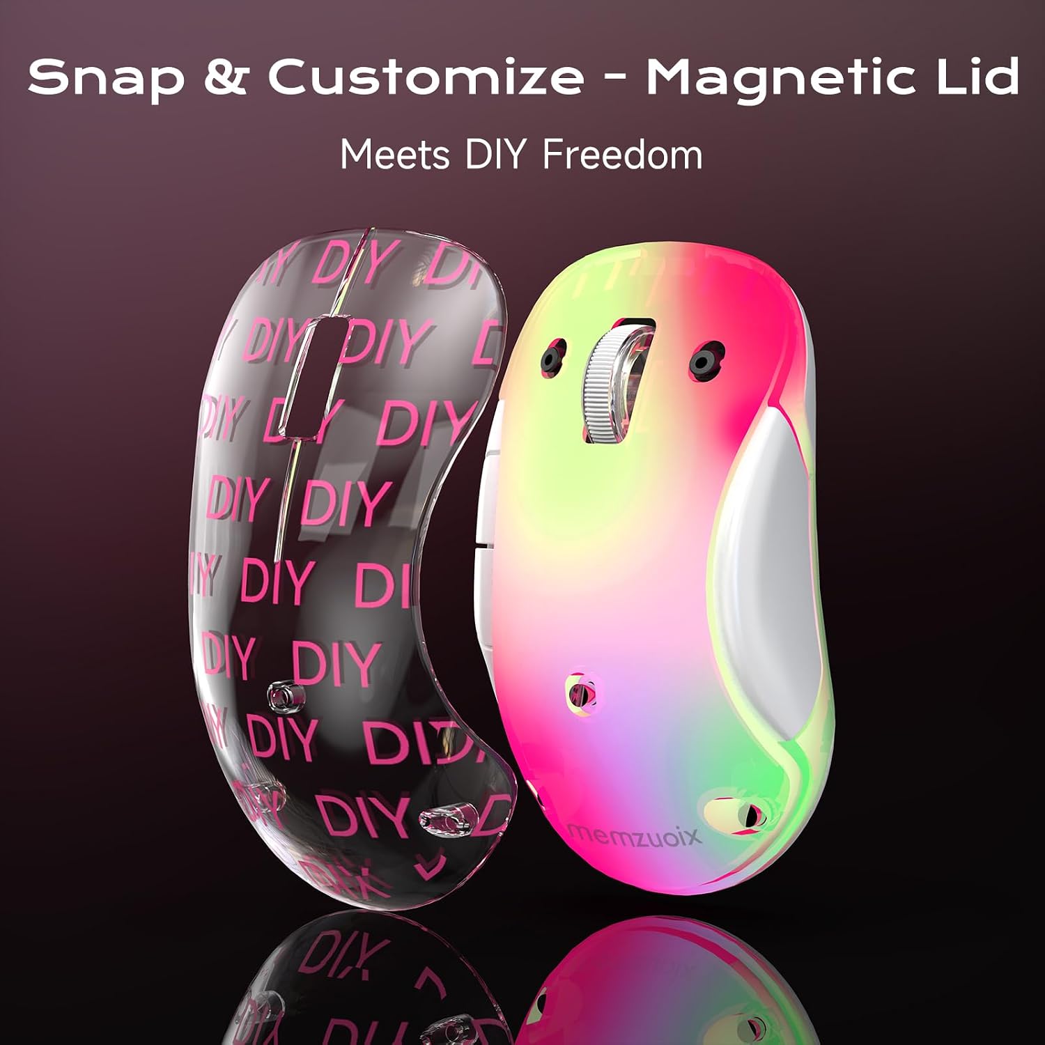 Thumbnail 6 de memzuoix LED Wireless Mouse (Rechargeable 2.4G, 1400 DPI) – Pink