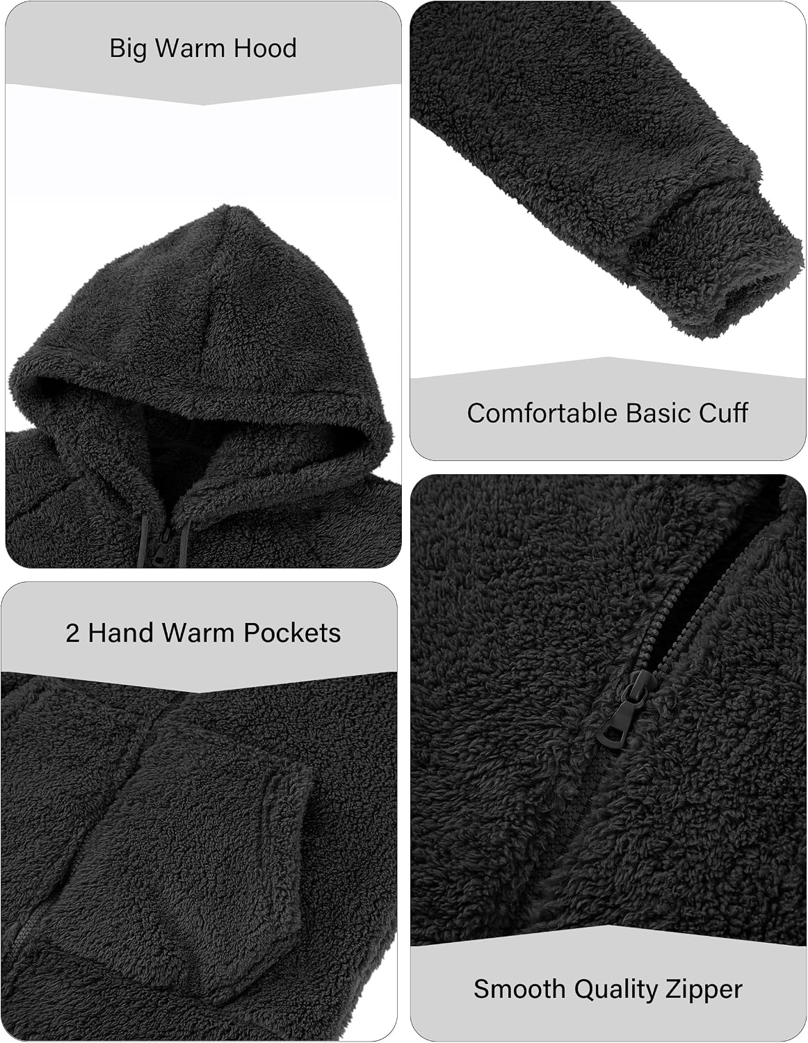 Thumbnail 5 de RISISSIDA Women’s Sherpa Faux Fur Hooded Jacket with Zip Front and Pockets