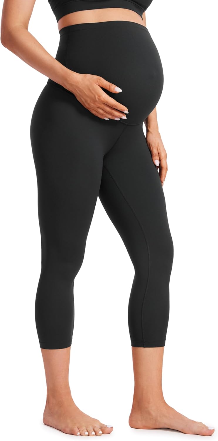 Detalle de CRZ YOGA Butterluxe Maternity Capri Leggings – 21/23" Belly Support for Pregnancy and Postpartum