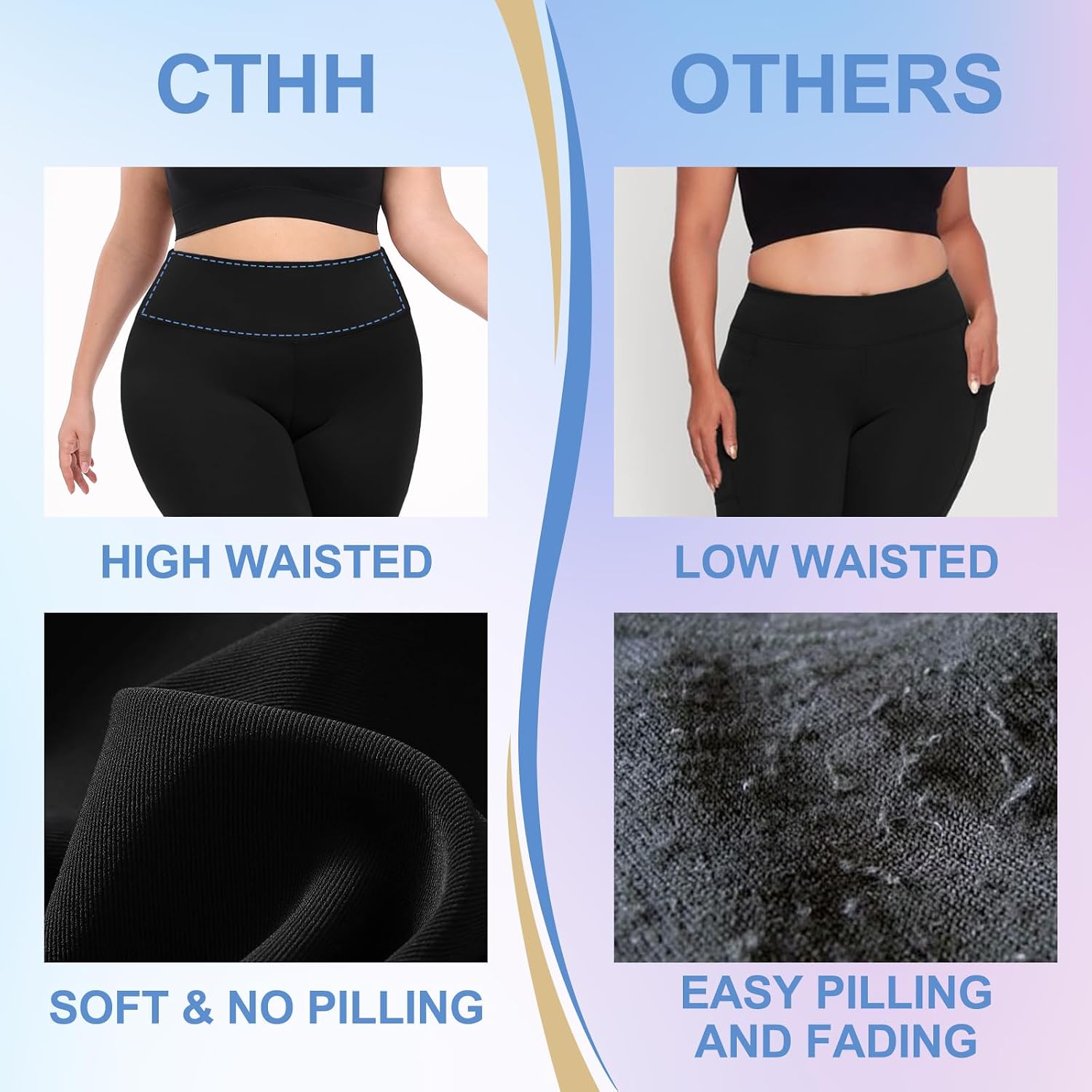Detalle de CTHH 3-Pack Plus-Size Leggings for Women, High-Waisted Stretch, XL–4XL