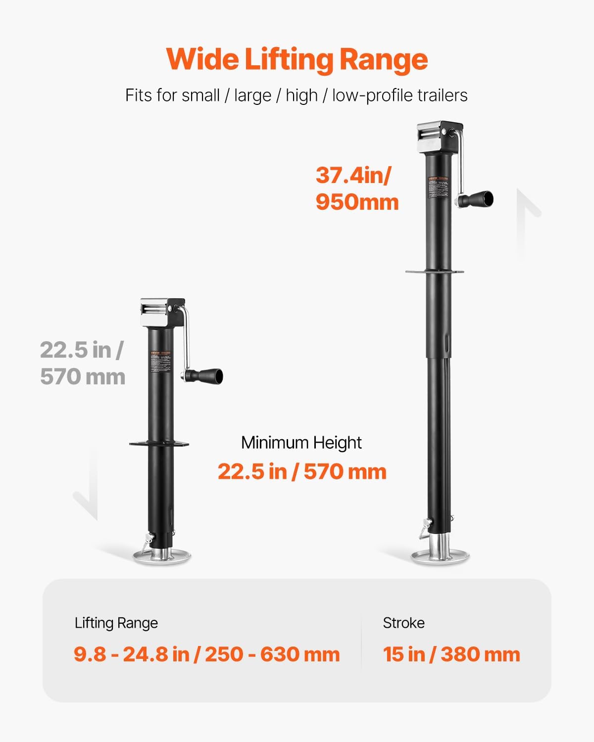 Thumbnail 4 de VEVOR 5000 lbs A-Frame Trailer Jack 15" 🛻