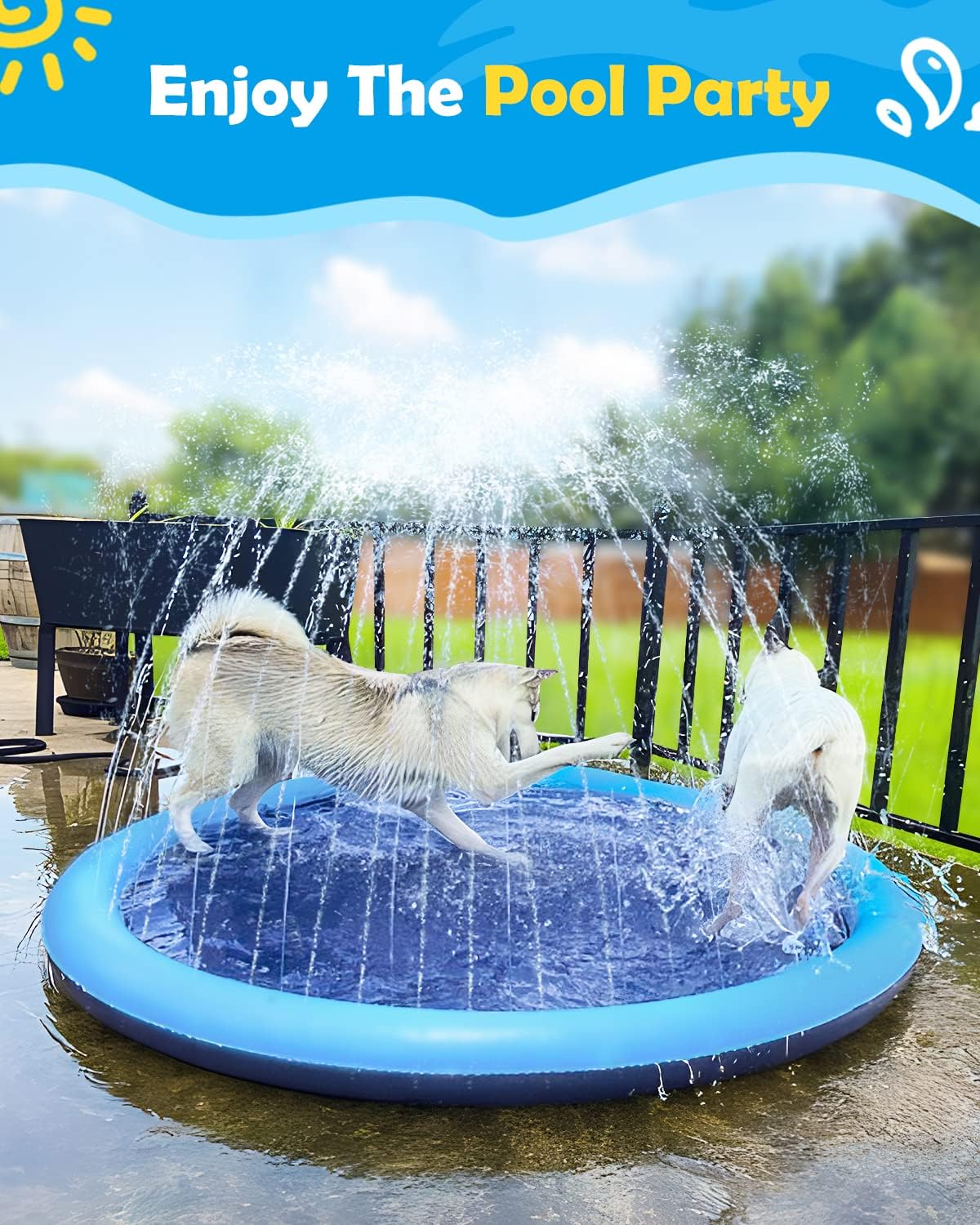 Detalle de Peteast Splash Pad for Dogs & Kids (67in) – Anti-Slip, 0.58mm Thickened PVC Pool for Large Dogs