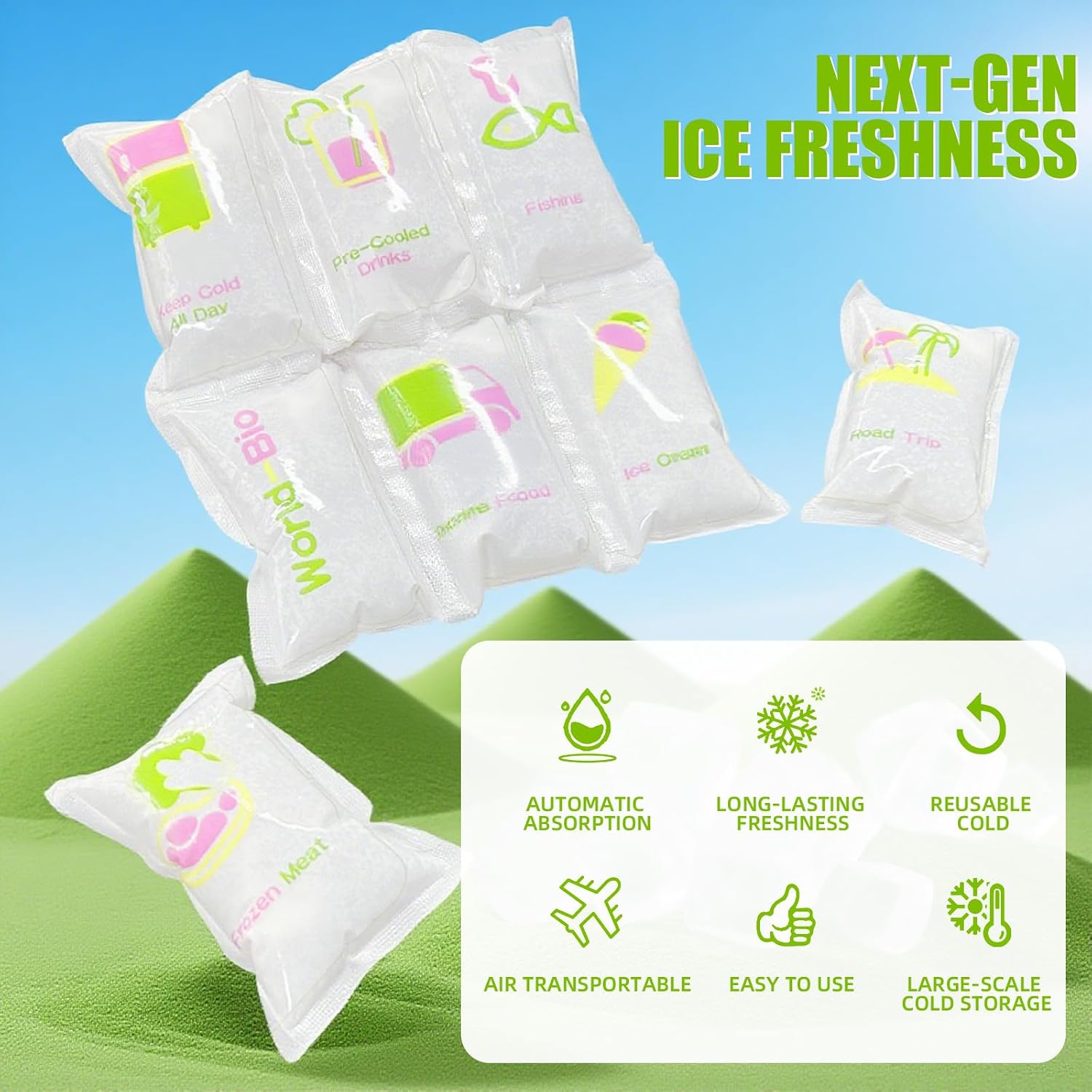 Thumbnail 6 de WORLD-BIO Reusable Ice Packs, 4-Sheet Set