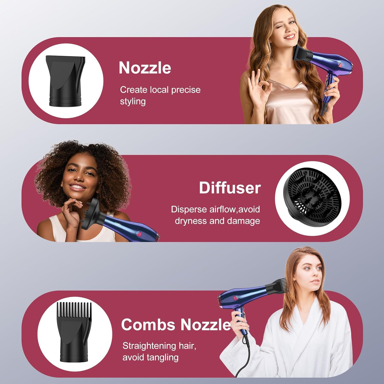 Thumbnail 4 de CONFU Hair Dryer Pro (1875 Watts) — Professional Ionic Salon Blow Dryer with Diffuser