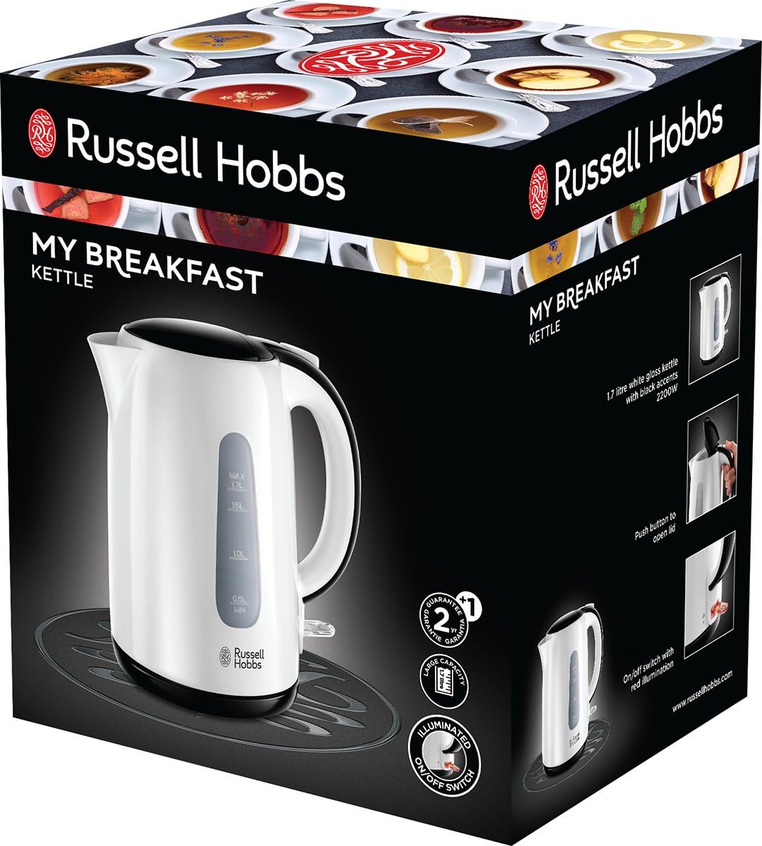 Detalle 2 de Russell Hobbs Bollitore Elettrico My Breakfast 1,7 L – 2200 W, base girevole 360° e filtro anticalcare rimovibile