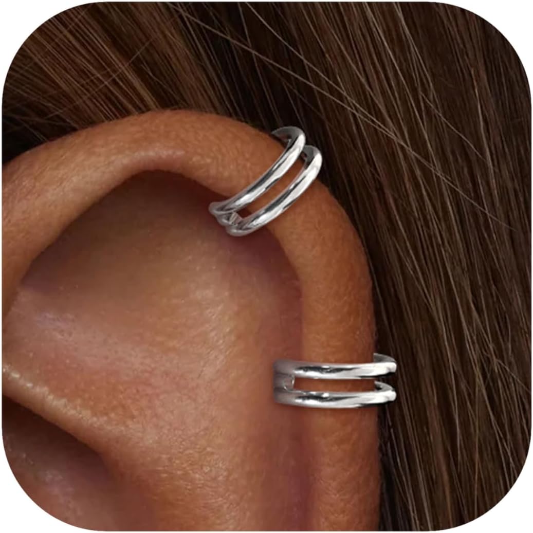 Detalle de Qyalie cartilage hoop earrings, 14K gold plated
