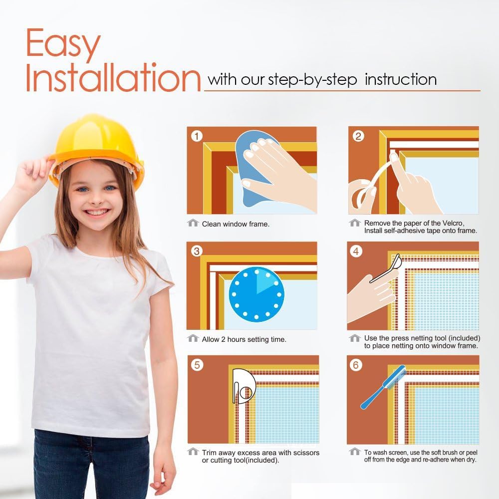 Thumbnail 6 de MYCARBON Moustiquaire de fenêtre sans perçage découpable (150 x 180 cm, blanc) avec bande auto-adhésive