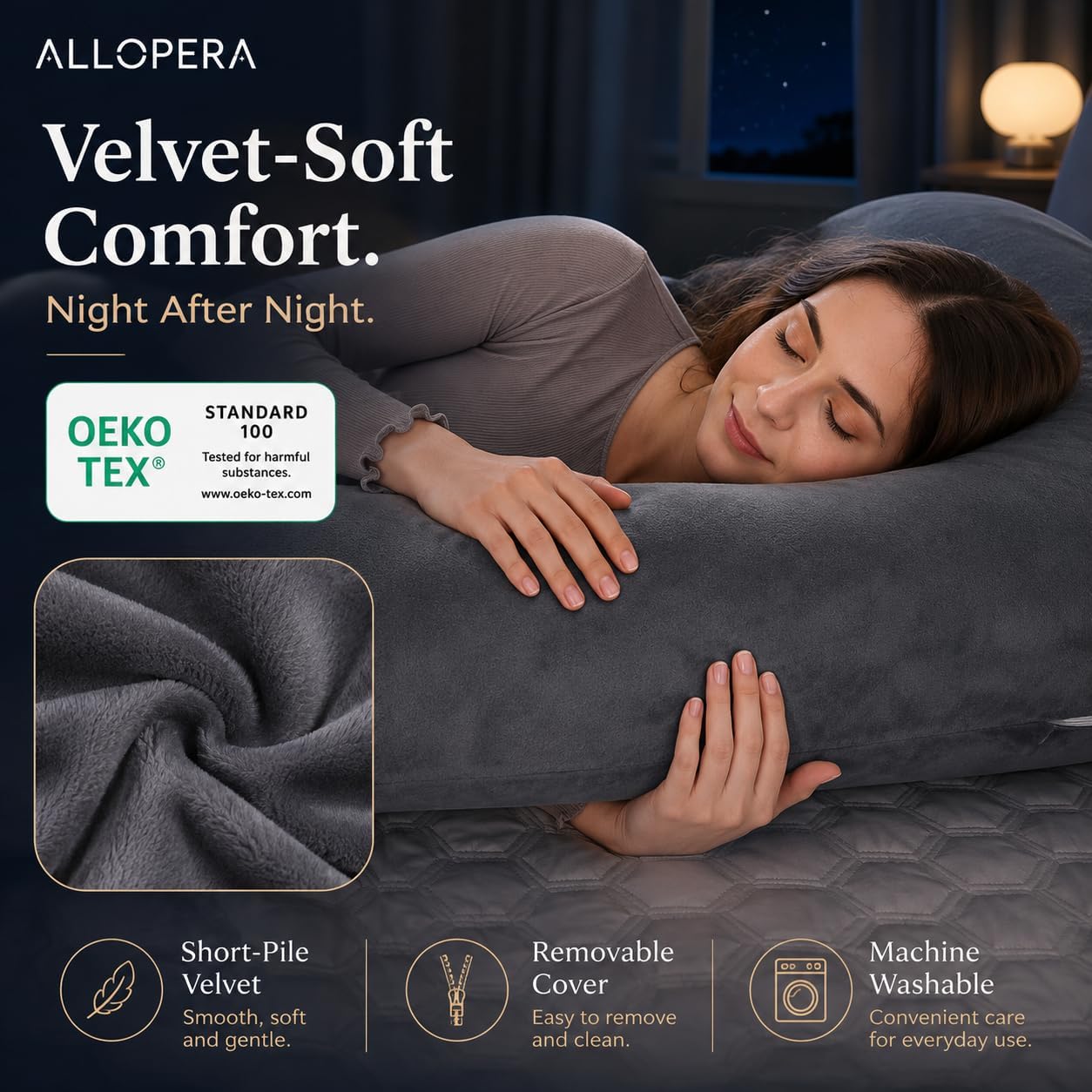 Detalle 1 de ALLOPERA Pregnancy Pillow 57 Inch