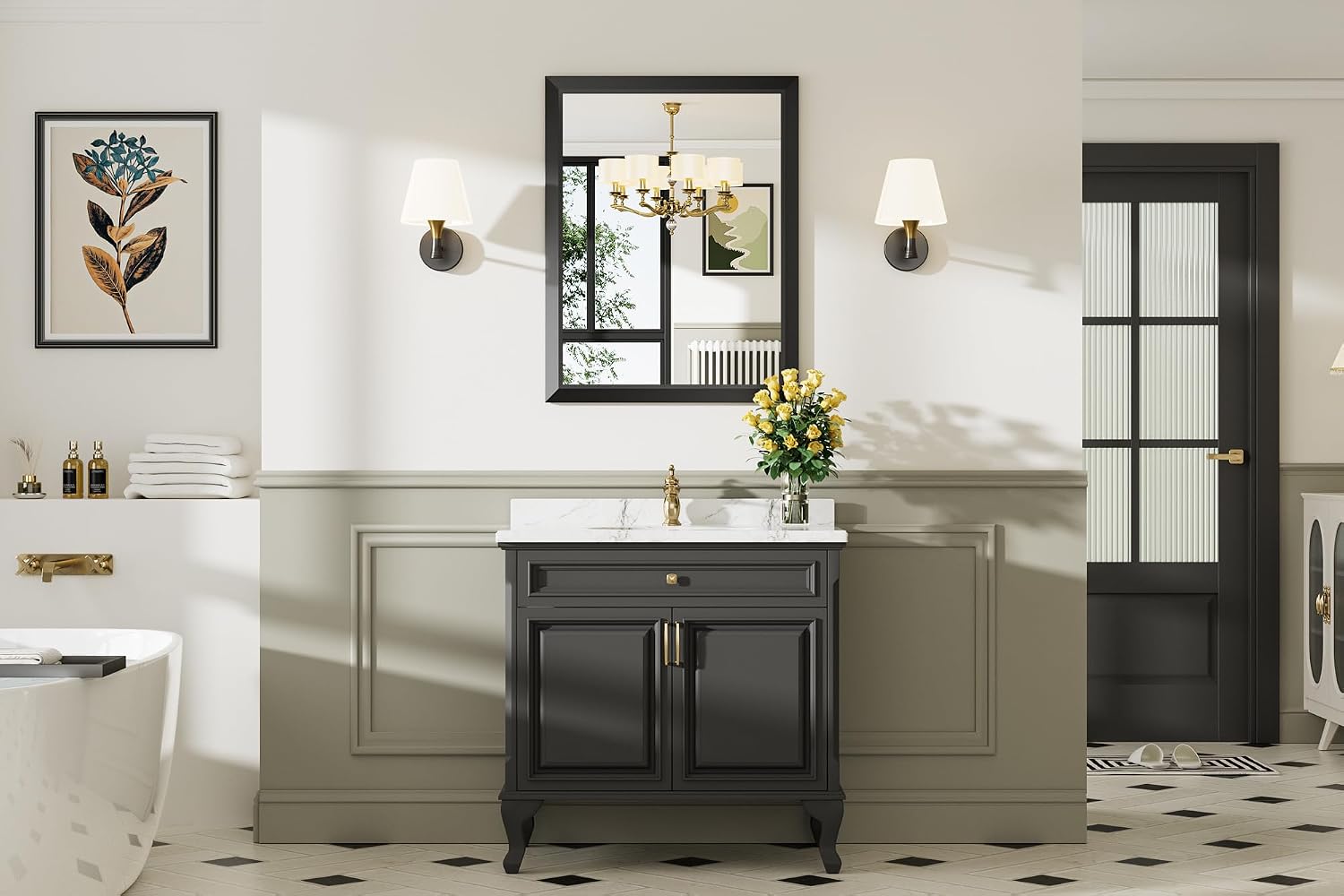 Detalle de Briivue 24x32 Inch Black Bathroom Mirror