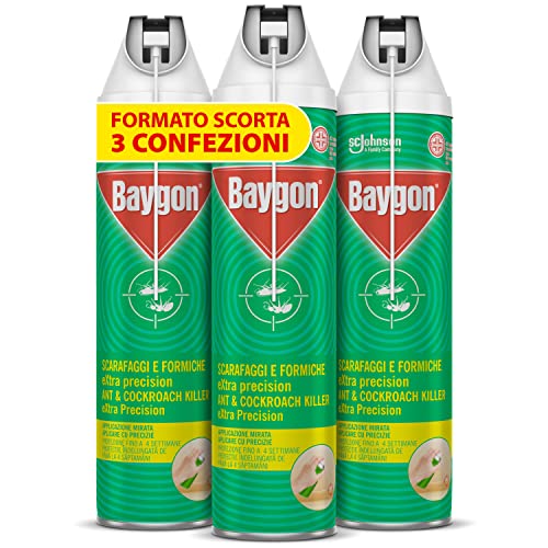 Detalle de Baygon Spray con Cannuccia, 3 Bombole da 400 ml – efficacia mirata per scarafaggi e formiche