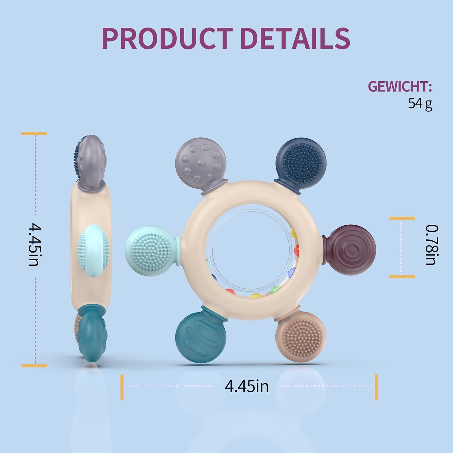 Thumbnail 5 de AkoLIK Anneau de Dentition pour Bébé – Hochets en Silicone sans BPA, idéal pour les poussées dentaires (3–12 mois)