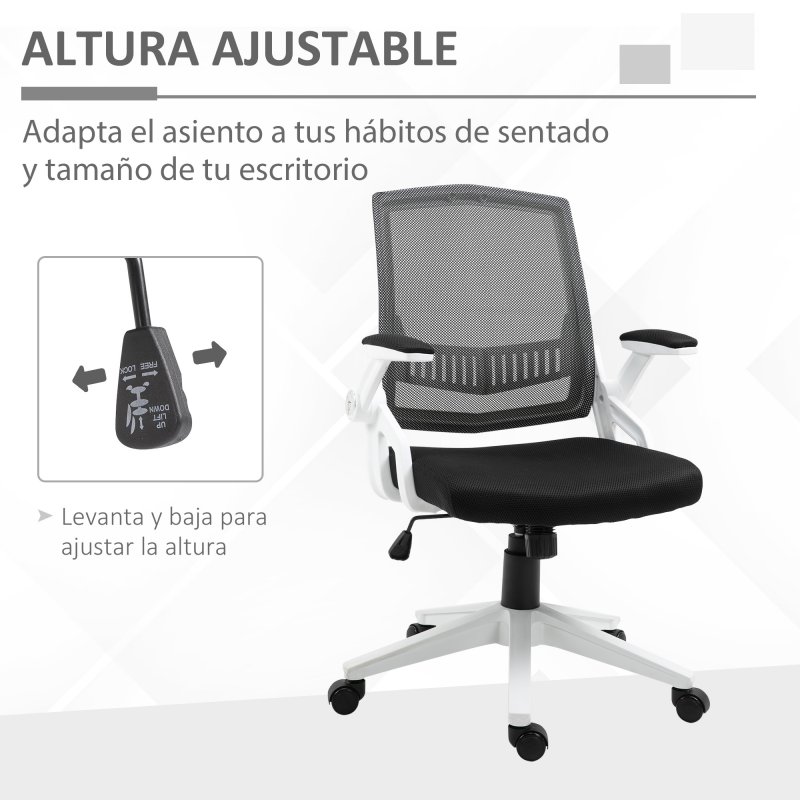 Thumbnail 2 de Vinsetto Silla de Oficina Reposabrazos Abatibles Negro/Blanco