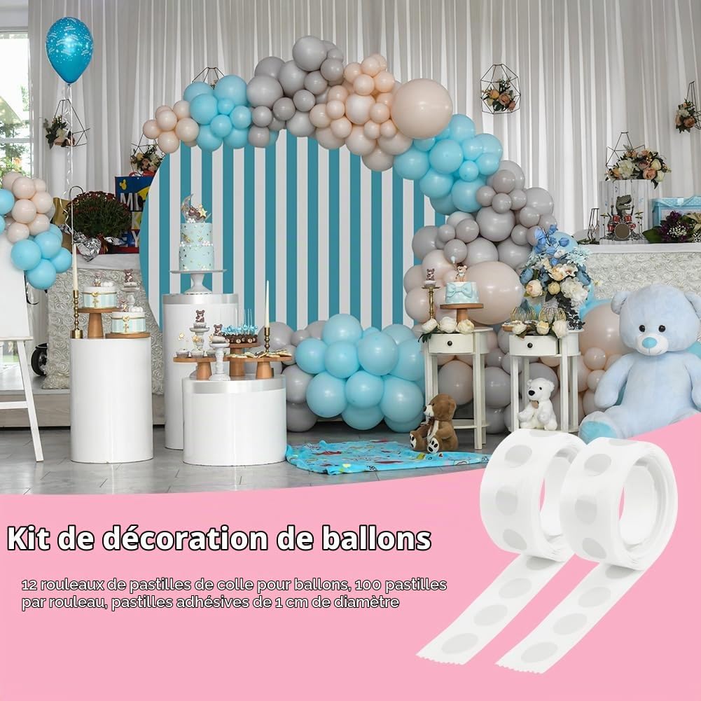 Detalle de Ainiv ballonlijmstippen, 1 cm, transparant en dubbelzijdig, 1.200 stuks